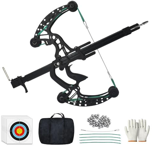 Runzkzy Kugelgelagerter Bogen, Compoundbogen-Set, das Stahlkugeln verschießt, Rechtshänder-Jagdbogen für Erwachsene, Composit-Rollenbogen mit Dauerschießen (Paket A)