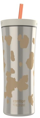 Contigo x Ally Love Shake & Go Trinkbecher, Deckel mit automatischer Schließung, auslaufsicher, 590 ml, Hafermilch