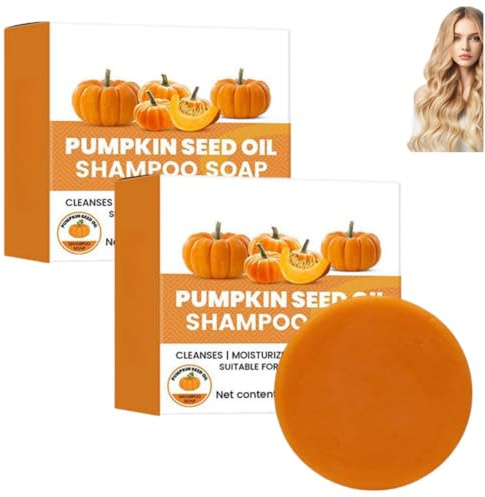 Sapone solido per la crescita dei capelli alla zucca, l'olio di semi di zucca favorisce la crescita dei capelli, sapone shampoo alla zucca e balsamo, adatto a tutti i tipi di capelli, nutre e rinforz