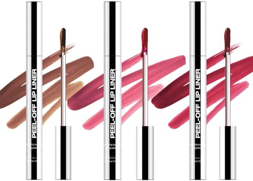 Lip Stain Peel Off 3 Colors Matte Tattoo Peel Off Lip Liner Stain Set Long Lasting, Waterproof, Transferproof, Highly Pigmented Color Lip Tint Stain for All Skin Types, Lip Gloss Set for Women