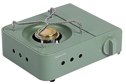SLDAGe Camping Gaskocher, Tragbarer Campingkocher, 2100W Klein Outdoor Gaskocher Gas mit Tragebox für Camping Trekking Picknick Wandern,Grün