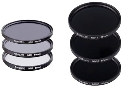 55mm Diameter Camera Neutral Density Filters ND Filter Bundle ND2 ND4 ND8 ND16 ND32 ND64 For Canon EOS R10, R7 With Canon RF-S 18-150mm f/3.5-6.3 IS STM Lens