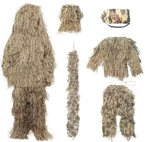 JuanNest Bosque Transpirable Ghillie para La Caza Pavo, Ropa Caza Guerrero Traje Camuflaje para La Caza La Selva Paintball, Chaquet De Caza De Hombres, Hide Fotografia Gear para Adultos Niños B,190