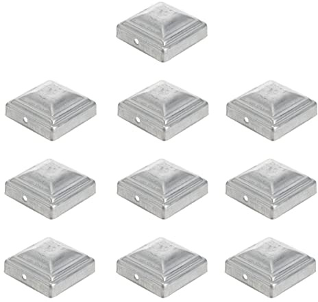 Operitacx Tapa De Cuadrada Galvanizada 60 Mm Para Vallas y Barreras De Tráfico, 10 Piezas, Cubierta Protectora Resistente Para Montaje Rápido y Duradero Exteriores