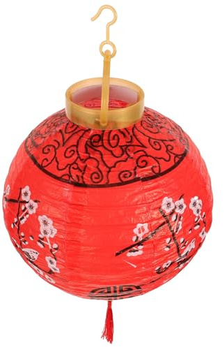 Milisten 32cm Papierlaterne Rot mit Pflaumenblüten-Muster - Faltbarer Lampion für Party Deko - Japanische Hängelaterne für Hochzeit Geburtstag Garten - Ohne Batterie