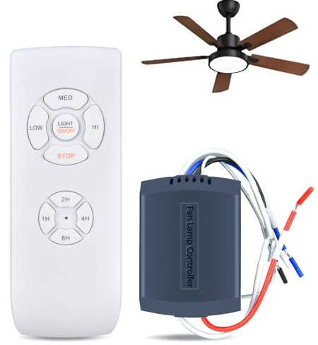 GOUYESHO Set di telecomando universale per ventilatore da soffitto, ventilatore da soffitto 3 in 1 con 3 velocità e 4 timer, ricevitore e trasmettitore per casa, ufficio