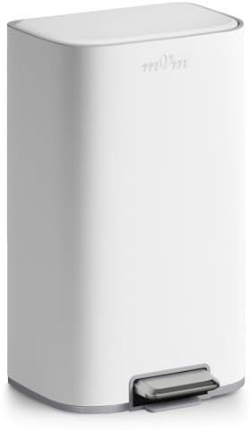 mVm Poubelle de cuisine, poubelle à pédale en acier inoxydable de 30litres pour salle de bain, poubelle avec couvercle et seau intérieur