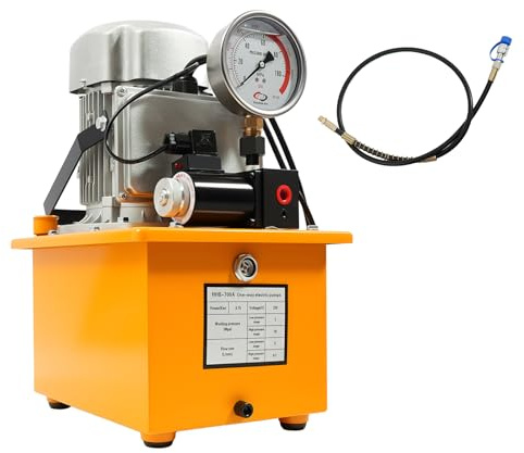 1400rpm Hydraulic Pump 750W 220V mit Depósito de combustible de 7 litros, Bomba para Equipos Hidráulicos o para Trabajar en Varias tareas como elevación/prensado, Amarillo