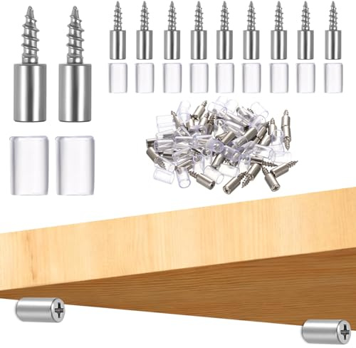 HETYYAEKQ 80 supporti per scaffali, supporto per ripiani, con protezione in gomma, portapenne, supporto autofilettante, per mobili, armadi, libreria