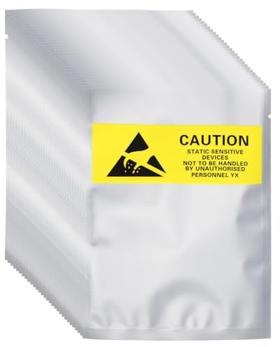 QUARKZMAN 100 Pcs Bolsas Antiestáticas 4.1 x 5.9 Abiertas En La Parte Superior Bolsa De Blindaje ESD con Etiquetas para Disco Duro HDD SSD Dispositivos Electrónicos Placas Madre, Plateadas
