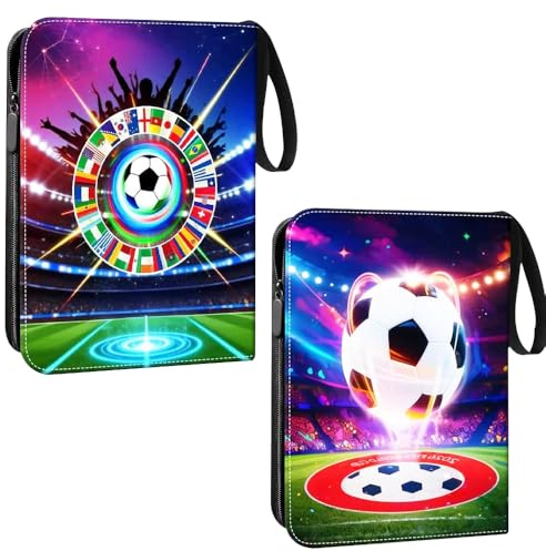 KBIBCK Sammelkarten Album Fussball, 900 Karten Kapazität Fussball Karten Sammelalbum Groß 9 fächer, kompatibel mit allen Arten vonkarten, Sammelmappe mit Reißverschluss Tragegriff (A-900)