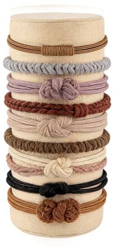 FINGERINSPIRE Support Serre tête Vertical 13cm de Diamètre Support Présentation Accessoires Cheveux Vertical Supports Serre tête Bois Recouvert Surface Lin Navajo Blanc pour Rangement Cerceaux Cheveux