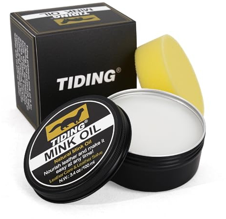 TIDING Leather Mink Oil Conditioner for Leather Products | All-Natural Cleaner with Sponge Protects for Bags, Shoes, Jackets, Hats, Gloves, Saddles, Furniture