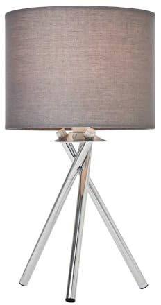 LITECRAFT Orla Tripod Bedside Table Lamp with Drum Shade - (Grey)