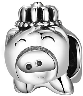 Andante-Stones 925 Sterling Silber Bead Charm Schweinchen Glücksbringer - Element Kugel für European Beads + Organzasäckchen