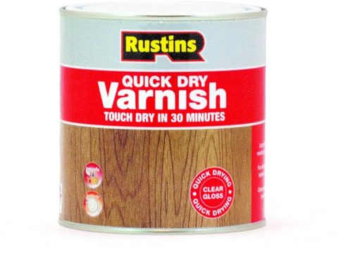 Rustins Quick Dry Varnish Clear Gloss 1l -Fast-Drying Water-Based Wood Varnish; Durable Non-Yellowing Finish in Gloss, Satin or Matt for Indoor Use