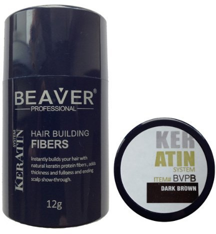 BEAVER PROFESSIONAL Keratin Schütthaar zur Auffüllung von schütterem Haar, Dunkelbraun 12gr
