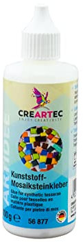 CREARTEC Kunststoff-Mosaiksteinkleber - Aufkleben von Mosaiksteinen auf verschiedene Oberflächen - transparent - 100 g - Made in Germany