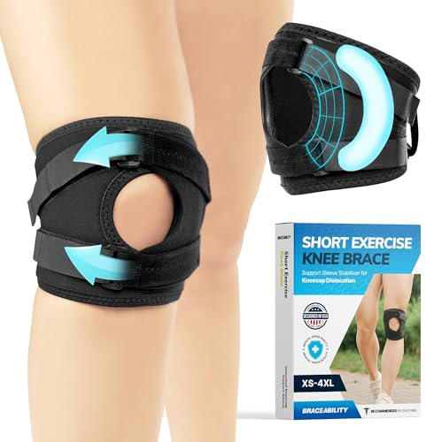 BraceAbility Patellar Tracking Kurze Knieorthese | Running, Exercise & Basketball Support Ärmelstabilisator für Kniescheibenluxation, Sehnenentzündung (klein)
