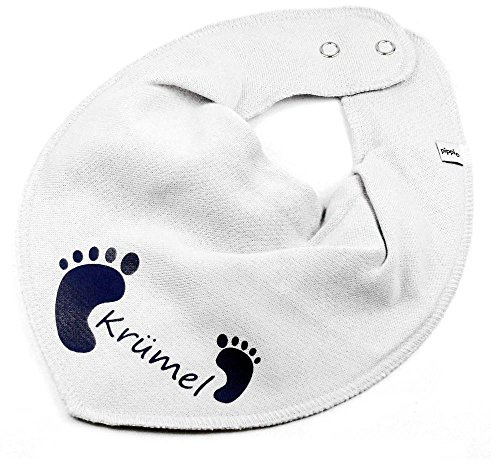 HALSTUCH mit Namen oder Text personalisiert für Baby oder Kind aus Baumwolle in Einheitsgröße Füßchen