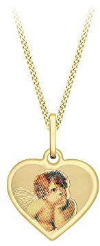 CARISSIMA Damen Halskette 9 kt Gelbgold, mit Engel-Herz-Anhänger an Panzerkette 46 cm/18 Zoll