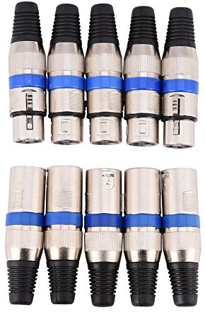 Zerone 5 Stück 3 polige XLR Stecker Buchse Set, Hochwertige vergoldete Kontakte Audio Kabelanschluss für Mikrofon Lautsprecher
