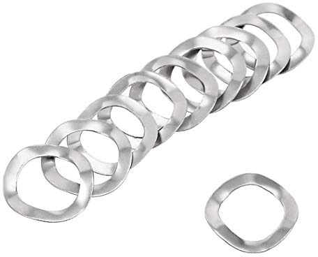 sourcing map 10pcs Rondelle élastique ondulée 10,5 x 15 x 0,3 mm Rondelle à Ressort Vague en 304 Acier Inoxydable pour Boulon à Vis