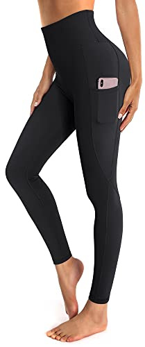 OUGES Damen Sport Leggings High Waist Leggins Yogahose Blickdichte Sporthose mit Taschen