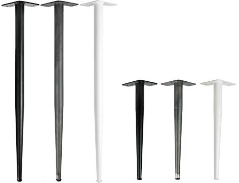 Natural Goods Berlin 4X Conical Legs Tischbeine | konisch, pulverbeschichtete Stahlbeine | 4mm Grundplatte | höhenverstellbarer Bodenschutz integriert | DIY | (42cm (Bank/Couchtisch), Weiß)