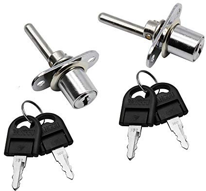 JUN-H 2 Cassetti Serratura a Cilindro per Cassetto Serratura con Chiave per Classificatori Armadio Vetrina per Mobili, Diametro 16 mm, Lunghezza 61 mm (Argento）