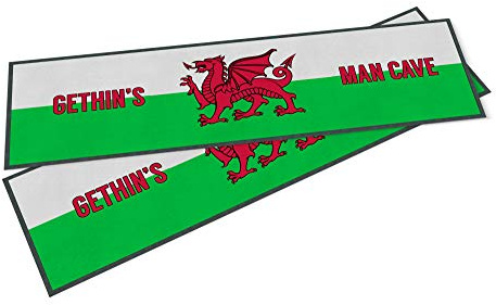 Purple Print House Custom Welsh Flag Man Cave - Personalised Bar Runner Born and Raised In Wales Custom Text Rubber Bar Mat Cymru Gift Home Bar Accessories For Home Pub (Large - 880x250)