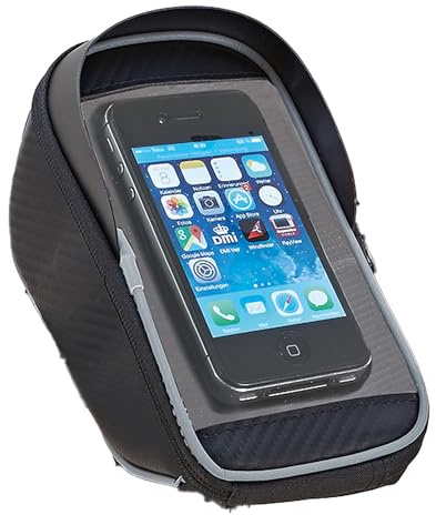 Prophete Lenkertasche mit wasserdichtem Smartphonefach für Smartphones bis 5.5 Zoll, Schwarz, mit Sonnenschutz und reflektierenden Elementen, werkzeugfreie Montage