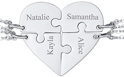 FaithHeart personalisierte Puzzle Anhänger DIY Namenskette aus Edelstahl BFF Freundschaftskette Familienkette mit Gravur Puzzle Kette für 2/3/4/5/6/7/8