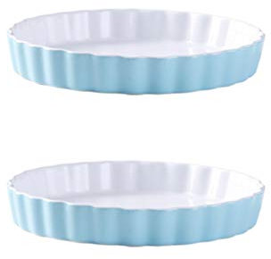 ZHANGXIAO Teglia Ceramica Padella Ciotola Utensili da Cucina per Forno, Torta, Torta, Pizza, Lavabile in Lavastoviglie, Set di 2 (Colore : Blu)