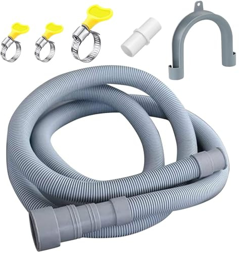 Lyplus Gray 10ft Heavy-Duty Polypropylene Drain Hose with Clamp, Universal Fit for Washing Machine & Dryer, 1-1/2 Inch Outlet, Fits Whirlpool, LG, GE, Samsung, Maytag