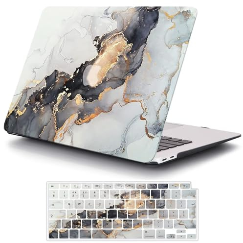 MOKASE Hülle Kompatibel mit MacBook Air 13 Zoll 2021 2020 A2337 M1 A2179 A1932 Touch ID, Plastik Hart Schale Fall & Tastatur Abdeckung für 2018-2021 MacBook Air 13 mit Retina Display, Black Gold