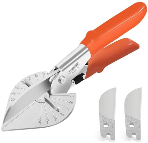 TOWOT Cortador de Inglete Multiángulo de 45°-135° con Cuchilla de Repuesto, Tijeras Ingletadoras para Cortar Madera, Plástico, PVC y Más, Herramienta de Corte Ajustable con Fundas Ergonómicas y Llave