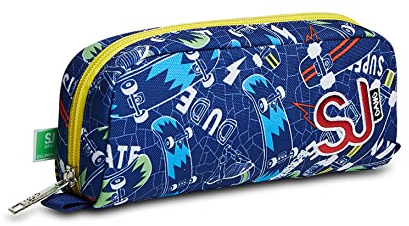 SJ GANG STYLE JAM GANG Portapenne - Funny Adventure Boy, Blu, Accessori Scuola, Per bambini e ragazzi, Scuola elementare e media, Tempo libero