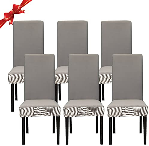 Jaotto Stuhlhussen 6 Stück Universal, Stuhlhusse Stretch 6er Set Moderne, Stuhlhussen Schwingstühle Elastische Langlebig Stuhlhussen für Esszimmer Bankett Deko,Kamelstreifen