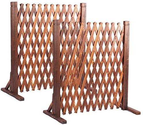 2 Pack Einziehbarer Holzzaun - Ausziehbarer Gartenzaun, Pflanzenschutz Für Den Außenbereich, Holz-Haustiertor, Freistehende Holzzaun-Trennwand Für Hausgarten, Garten, Innendekoration
