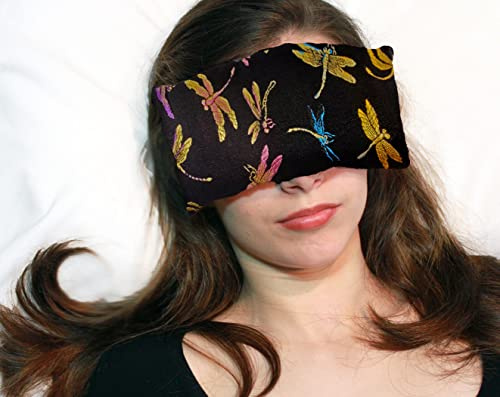 Candi Andi Handmade Luxe Serenity Eye Pillow - All-Natural Flaxseed & Lavender Scented – Weighted Eye Mask for Yoga, Meditation, Hot & Cold Therapy - Dragonfly Nite - TEP-DF