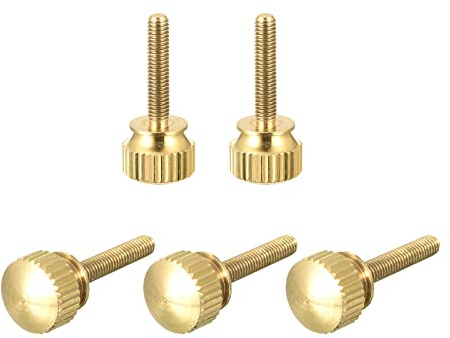 sourcing map 5 Stück Rändel Schrauben M3x16mm Messing Schulter Bolzen Stufengriffknöpfe Befestigung für PC Elektronisch Mechanisch