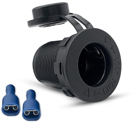 Offgridtec presa accendisigari 12V/24V con copertura, presa IP65 resistente alle intemperie per auto, camper, camion e uso nautico, corpo in plastica resistente, compatibile con smartphone