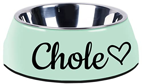 Personalised Dog Bowls Separate Type Design Cat Bowl Custom Pet Dog Cat Name Food Water Bowl Non Slip Bottom Puppy Bowl (Green)