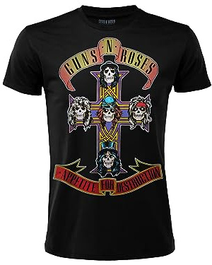 T-shirt Guns N Roses Appetite for Destruction T-shirt Hard Rock Band officiel Maillot album disque vinyle CD unisexe homme femme noir adulte garçon