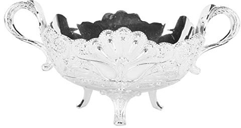 MISNODE Tazón de Aleación para Servir con Estampado de Pavo Real, Estilo Europeo, Frutero Vintage, Plato de Fruta, Cesta de Frutas para Sala de Estar, Oficina, Hogar, Cumpleaños, Decoración de Fiesta