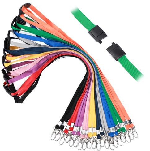 Segus Schlüsselband Lang, 20 Stück Umhängeband, mit Karabiner und Sicherheitsverschluss, Schlüsselband Bunt für Ausweishüllen, Schlüssel, Brieftaschen