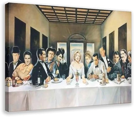 MAHWER Hollywood-Legende Das letzte Abendmahl – Vintage-Filmposter auf Leinwand, Wandkunst, Dekordruck, Bild Gemälde für Wohnzimmer, Schlafzimmer, Dekoration, Rahmen-Stil, 50 x 75 cm