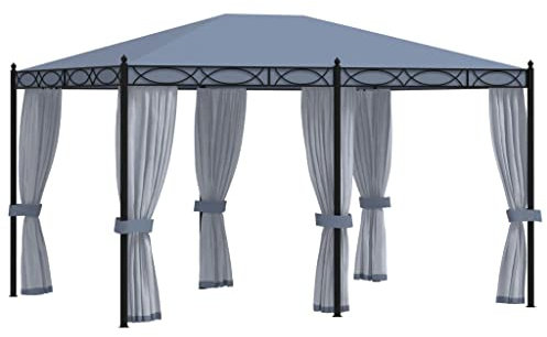 AUVYI Gartenpavillion Pavillon Winterfest Festival Pavillon mit Mückennetze 3x4 m Anthrazit Stahl Gartenpavillon Pergola Terrassenü Berdachung Freistehend für Gartenpartys und Outdoor-Aktivitäten