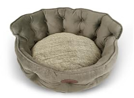 PATAM Haustierbett für Hunde und Katzen, erhältlich in 3 Größen, Abnehmbarer Bezug, maschinenwaschbar - King Beige, Small 43 cm